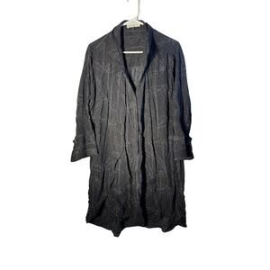 Halston Ladies L Black Blouse Long Sleeve Mosaic Floral Soft Shirt $275 MSR